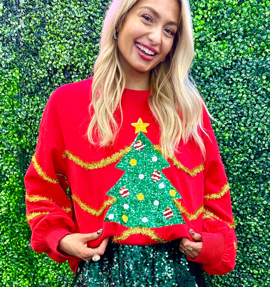 Beyond Shimmer Sequin Christmas Tree Sweatshirt