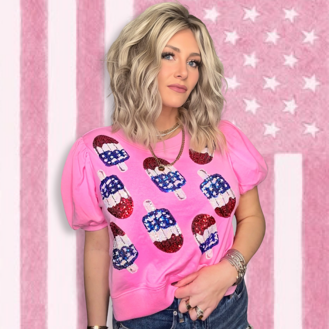 Beyond Shimmer Sequin Bomb Pop top Pink