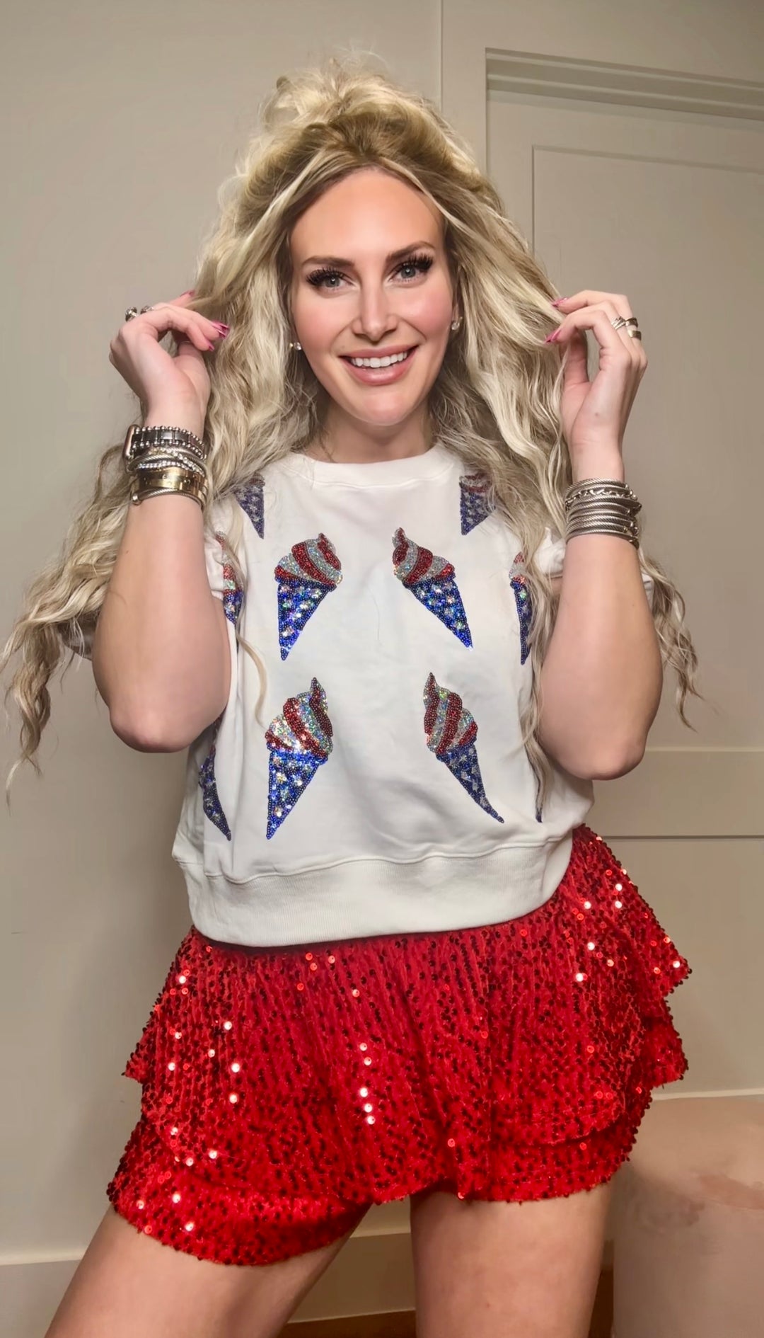 Beyond Shimmer Red Sequin Shorts