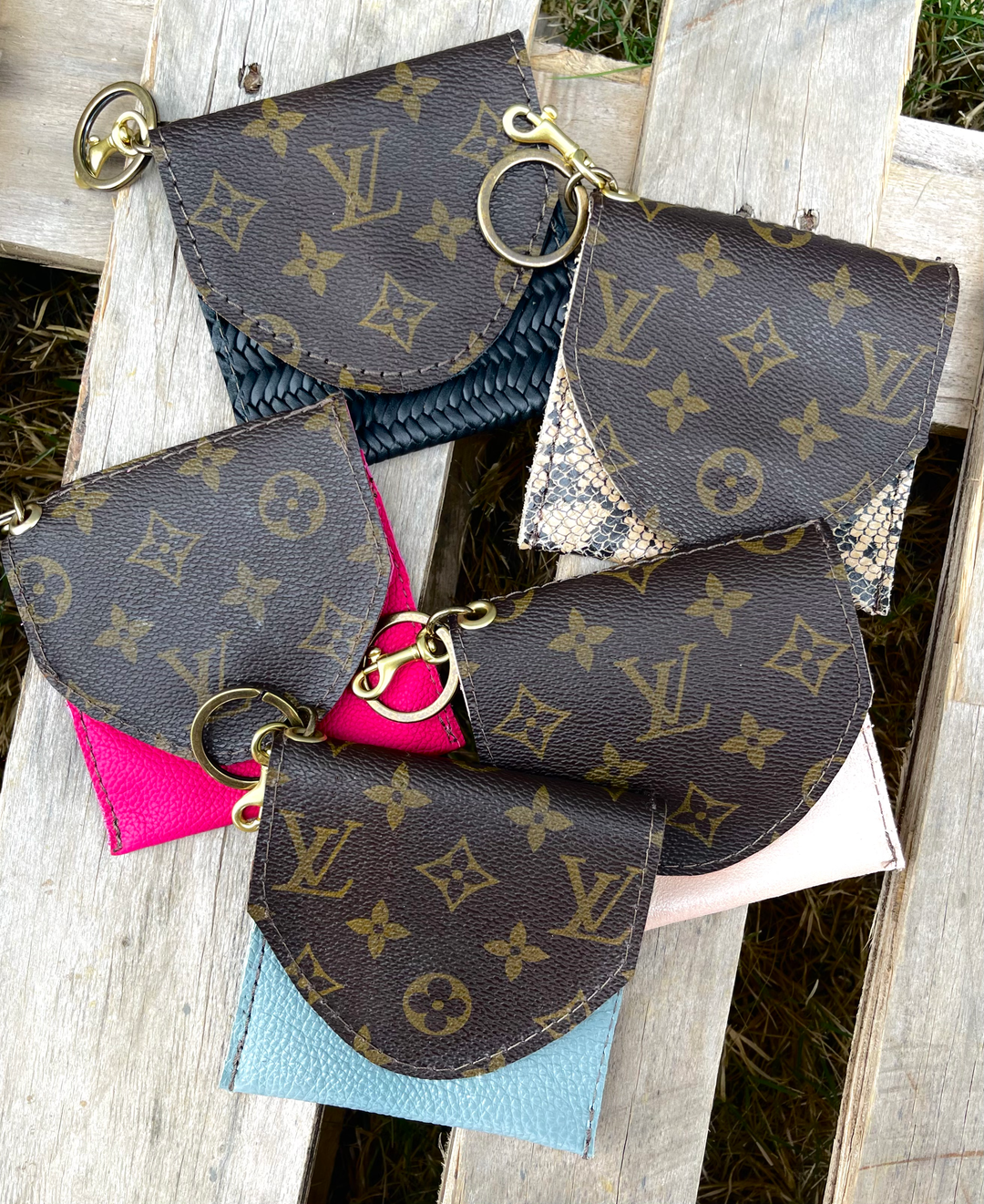Upcycled LV Genuine leather key ring pouch and cardholder