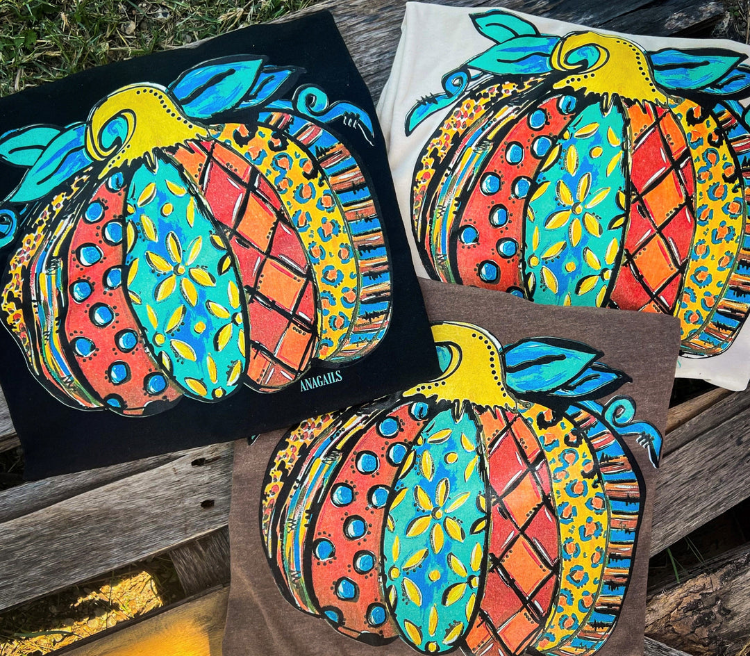 Hand Painted Patch Work Pumpkin