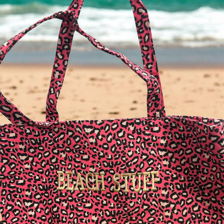 Beach Stuff Leopard Tote