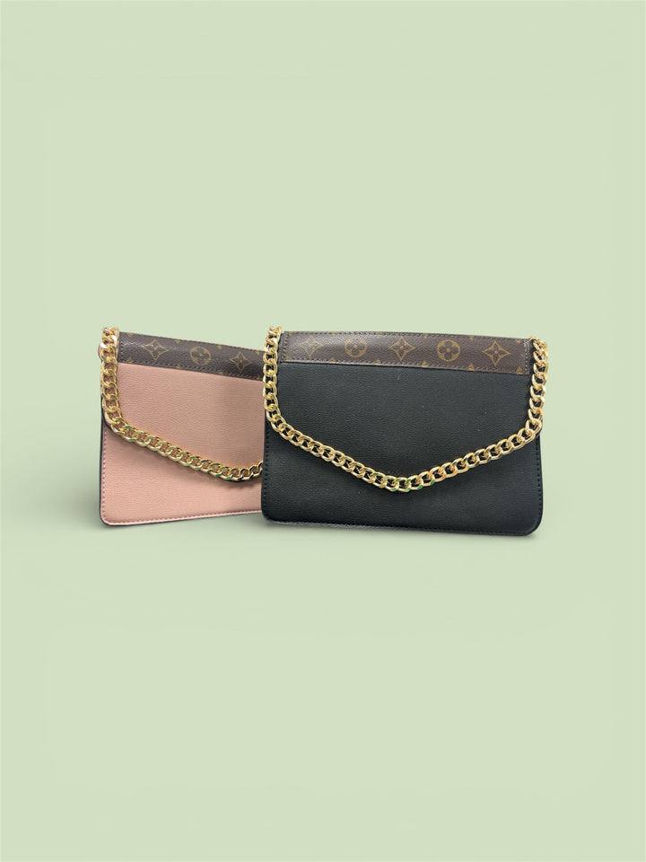 Upcycled LV Stripe Envelope Chain Crossbody