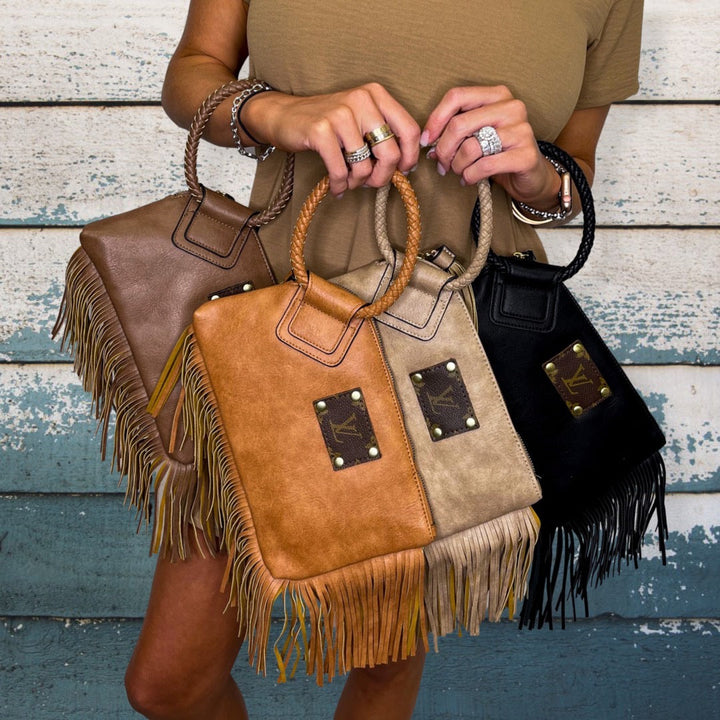 Upcycled LV Braided Fringe Wristlet