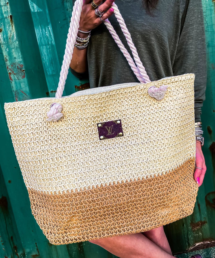 Upcycled LV Cabo Two Tone Beach Bag