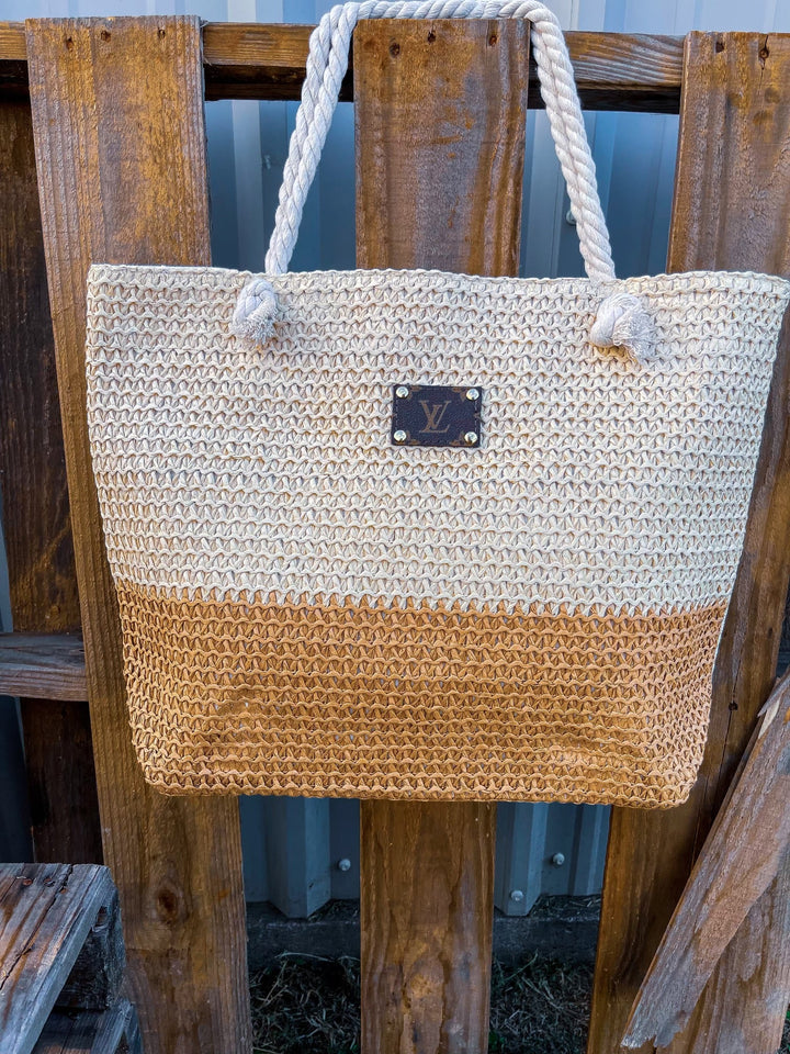Upcycled LV Cabo Two Tone Beach Bag