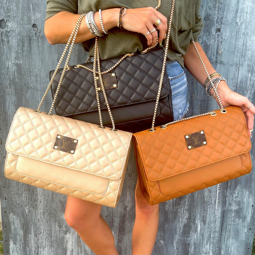Upcycled LV Large Quilted Crossbody/Tote Purse