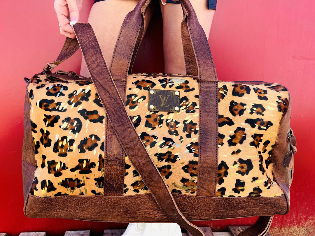 Upcycled LV Genuine Leather Duffel Bag