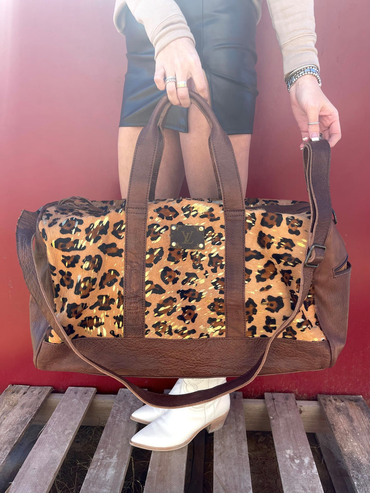 Upcycled LV Genuine Leather Duffel Bag