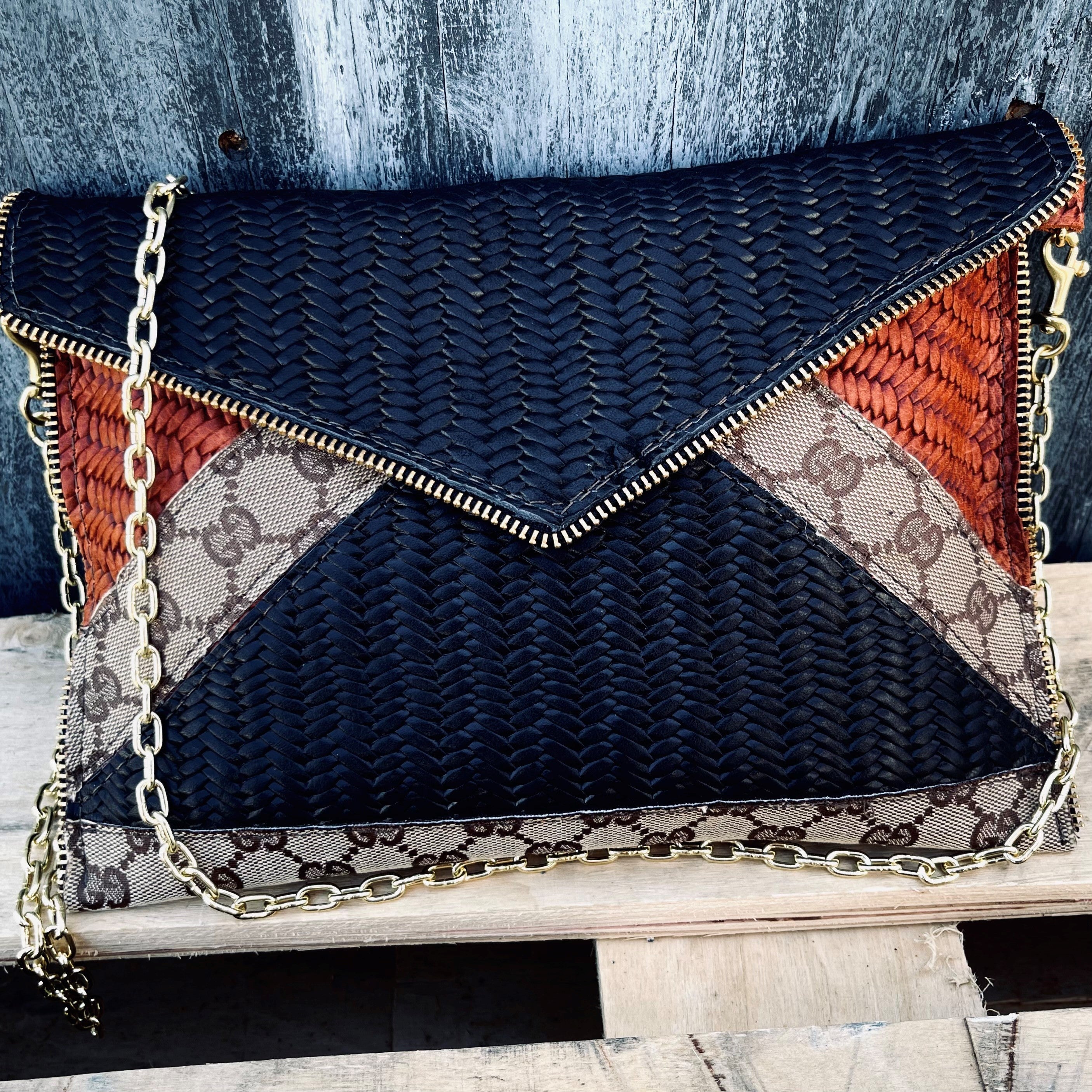 Upcycled Gucci Genuine Leather Cross Body CLASSIC WOVEN