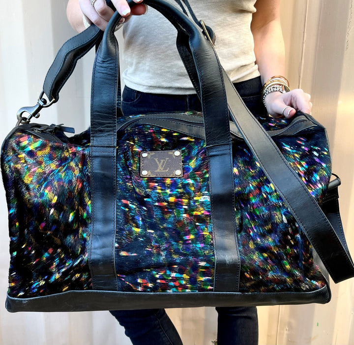 Upcycled LV Genuine Leather Duffel Bag