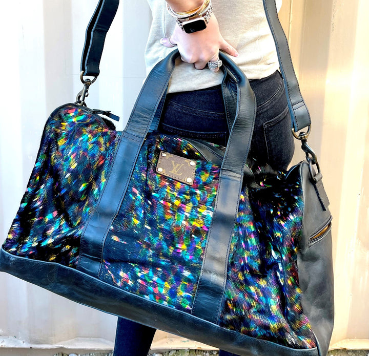 Upcycled LV Genuine Leather Duffel Bag